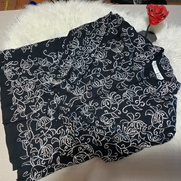 Vintage Bali Emerald black & silver button blouse - Picture 4 of 7